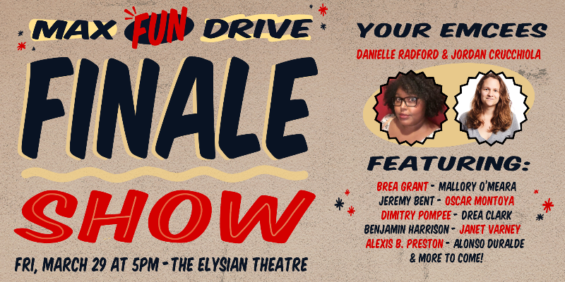 A flyer for the Finale Show. "Text: Your Emcees: Danielle Radford and Jordan Crucchiolla." All guests listed at the link destination.
